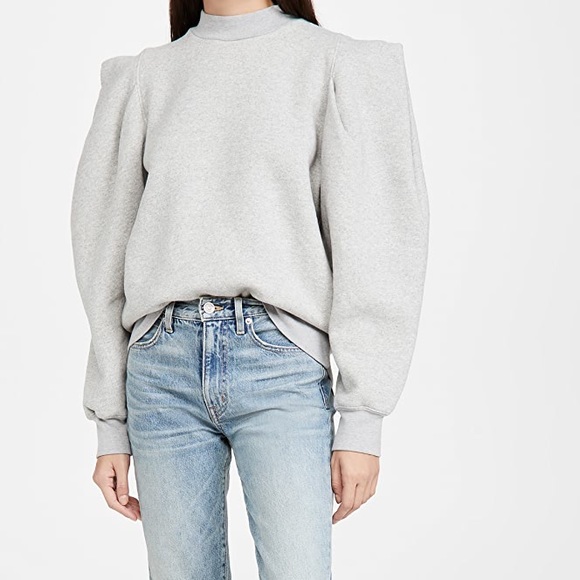 Agolde Folded Sleeve Sweatshirt in Grey Heather - Picture 6 of 11